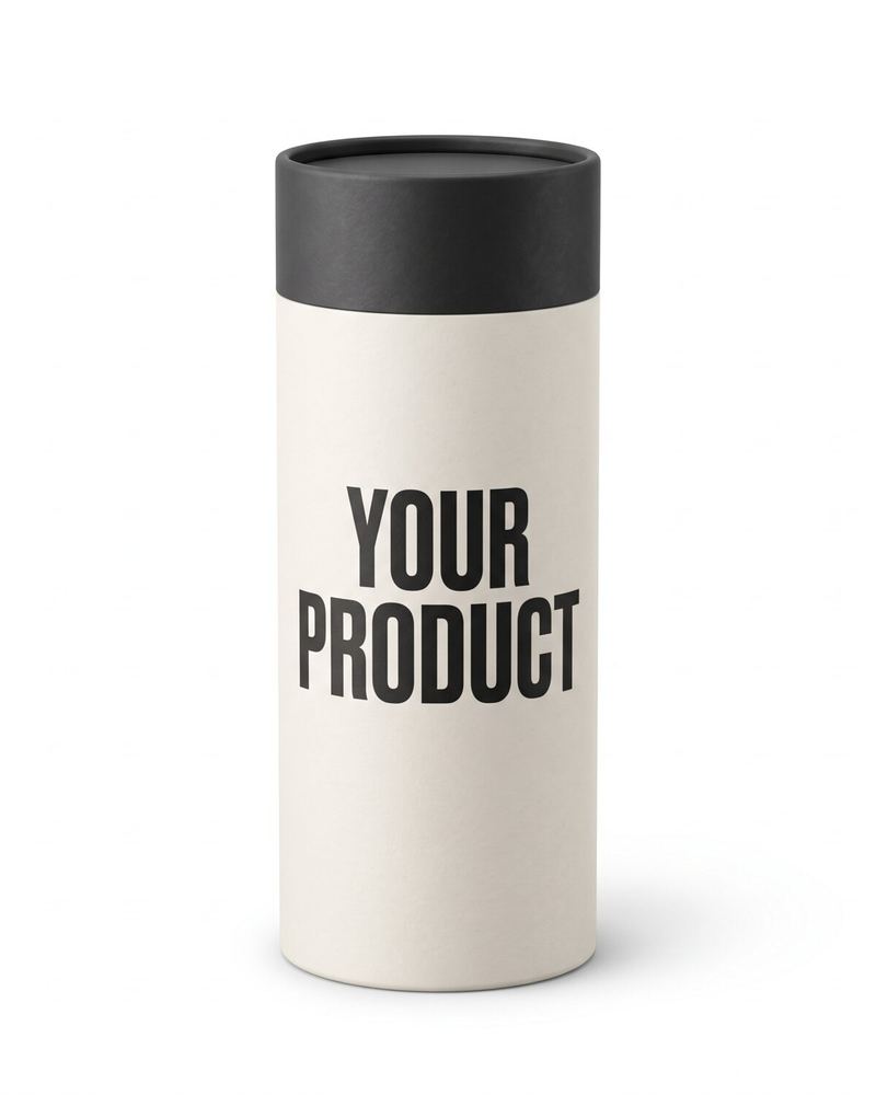 A plain off-white tube printed YOUR PRODUCT on a white background